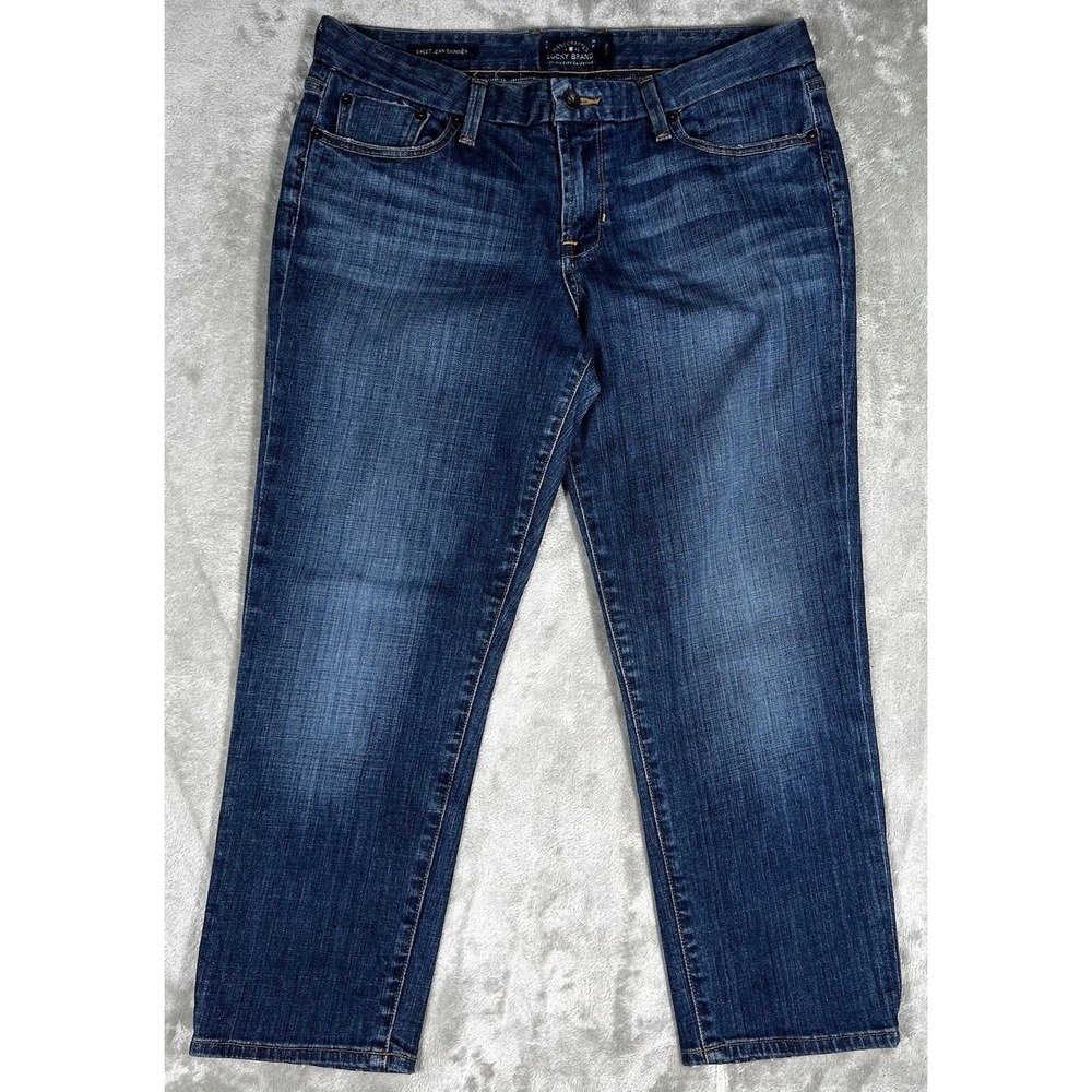 Lucky Brand Jeans Women's 10/30 Blue Sweet Skimmer flap pockets Denim whiskers